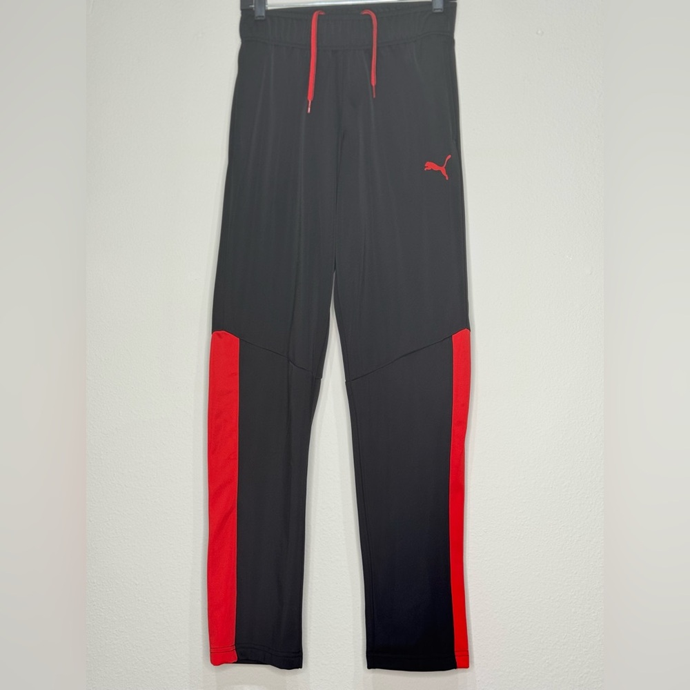 Puma Men's Black Joggers with Red Stripes